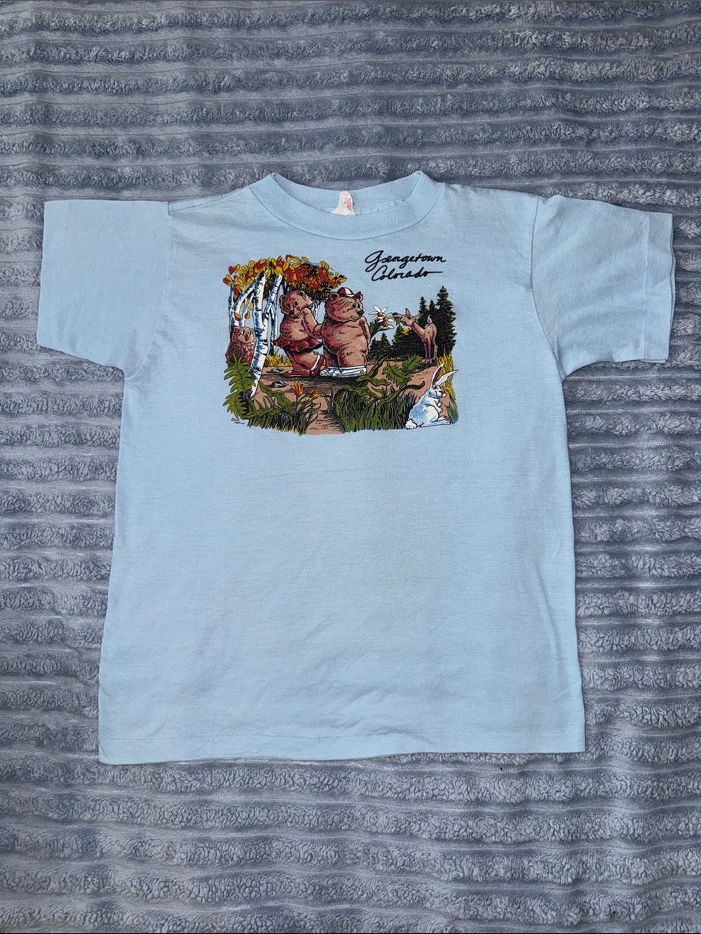 Vintage 1980s Georgetown Colorado Woodland Bear Graphic Tee - Kids Size 14-16